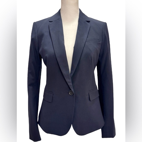 Ann Taylor Navy One-Button Seasonless Stretch Blazer - Picture 4 of 13